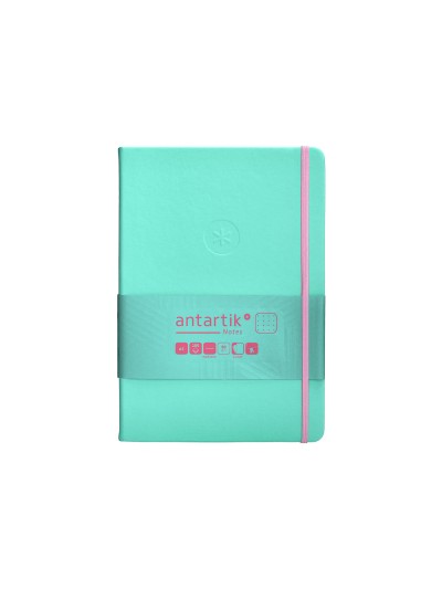 Cuaderno con gomilla antartik notes tapa dura a5 hojas puntos rosa y turquesa 100 hojas 80 gr fsc