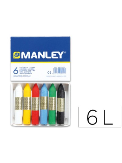 Lapices cera manley caja de 6 colores surtidos