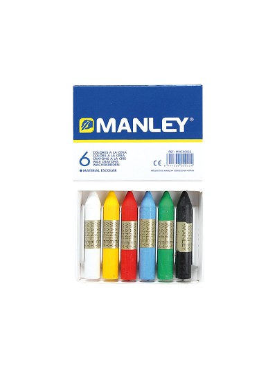 Lapices cera manley caja de 6 colores surtidos