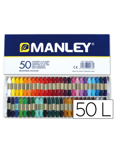 Lapices cera manley caja de 50 colores surtidos