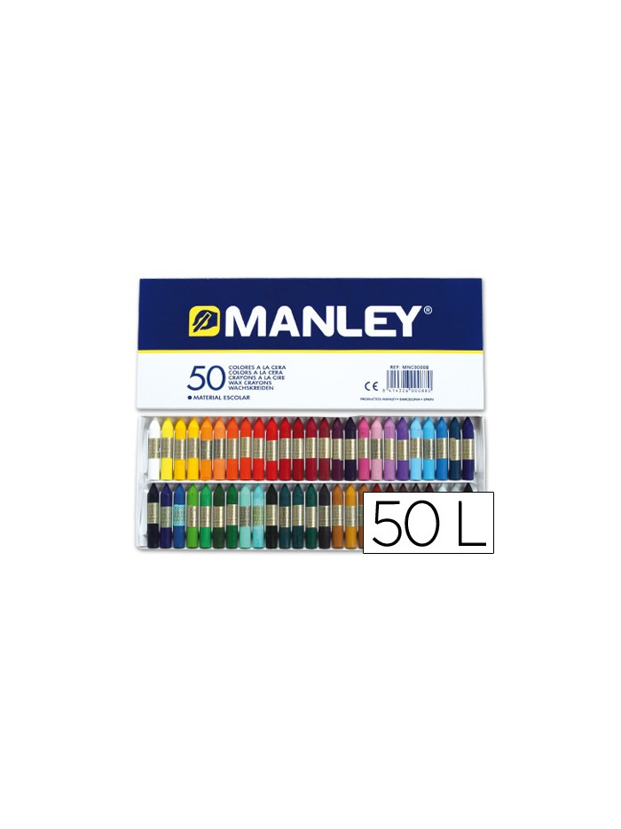 Lapices cera manley caja de 50 colores surtidos