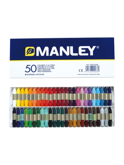 Lapices cera manley caja de 50 colores surtidos