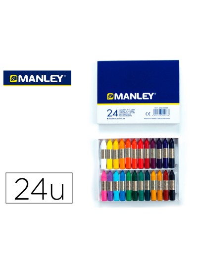 Lapices cera manley caja de 24 colores surtidos