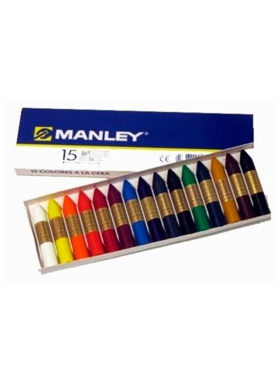 Lapices cera manley caja de 15 colores surtidos