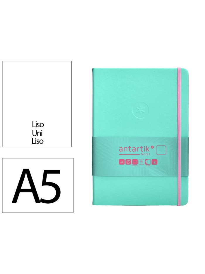 Cuaderno con gomilla antartik notes tapa dura a5 hojas lisas rosa y turquesa 100 hojas 80 gr fsc Cuaderno con gomilla antartik notes tapa dura a5 hojas lisas rosa y turquesa 100 hojas 80 gr fsc