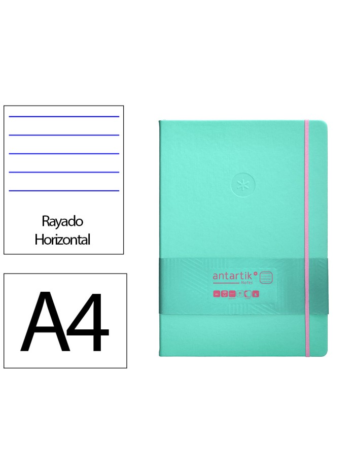 Cuaderno con gomilla antartik notes tapa dura a4 hojas rayas rosa y turquesa 100 hojas 80 gr fsc Cuaderno con gomilla antartik notes tapa dura a4 hojas rayas rosa y turquesa 100 hojas 80 gr fsc