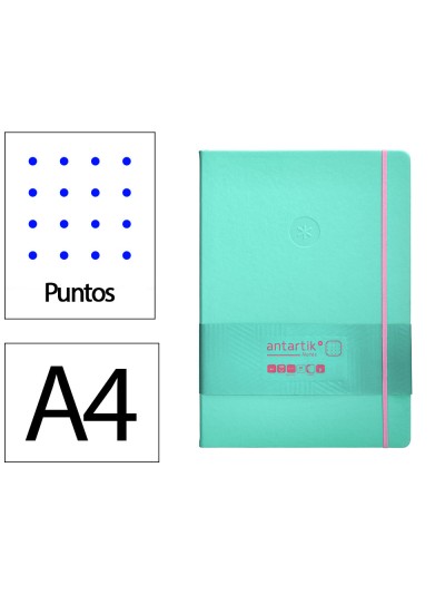 Cuaderno con gomilla antartik notes tapa dura a4 hojas puntos rosa y turquesa 100 hojas 80 gr fsc