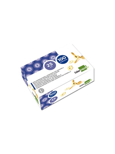 Encuadernadores liderpapel latonados con arandela 40 mm caja de 100 unidades