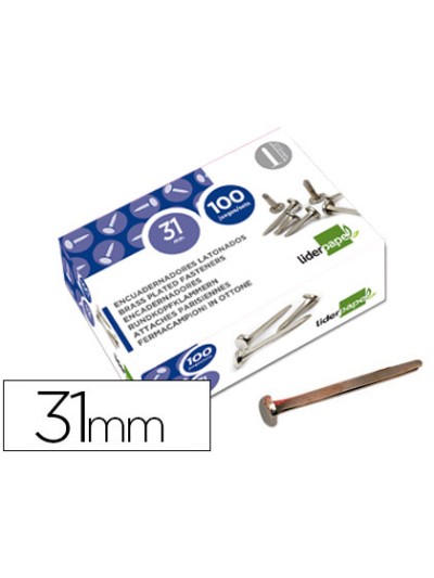 Encuadernadores liderpapel niquelados n.7 31 mm caja de 100 unidades