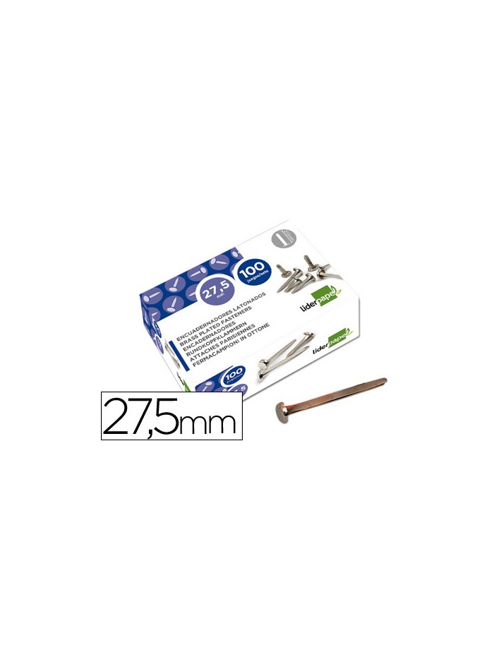 Encuadernadores liderpapel niquelados n.6 27,5 mm caja de 100 unidades