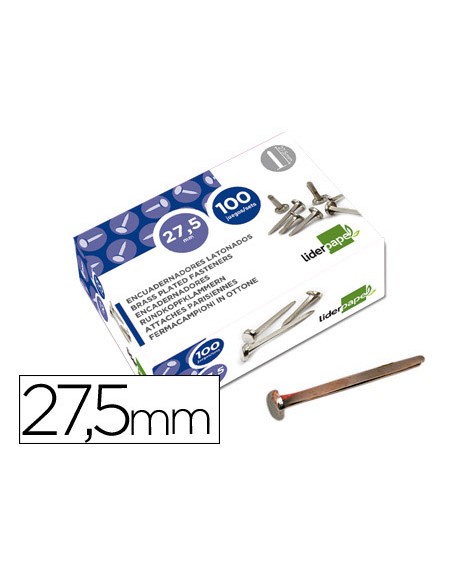 Encuadernadores liderpapel niquelados n.6 27,5 mm caja de 100 unidades