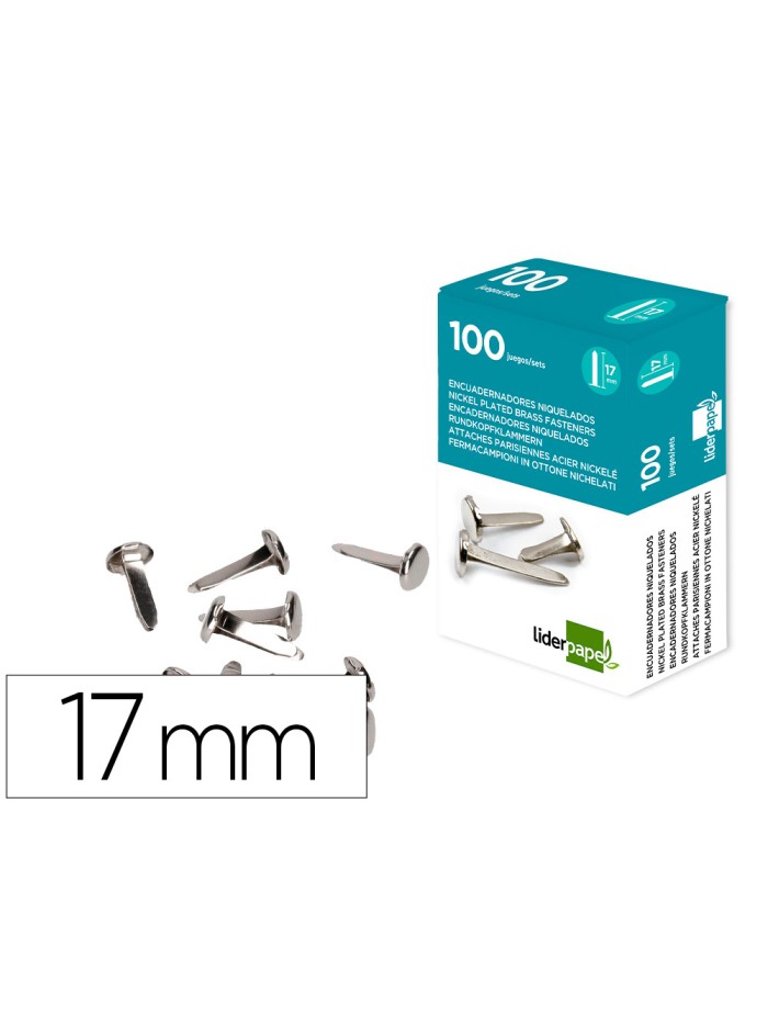 Encuadernadores liderpapel niquelados n.2 17 mm caja de 100 unidades