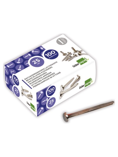 Encuadernadores liderpapel niquelados n.5 25 mm caja de 100 unidades