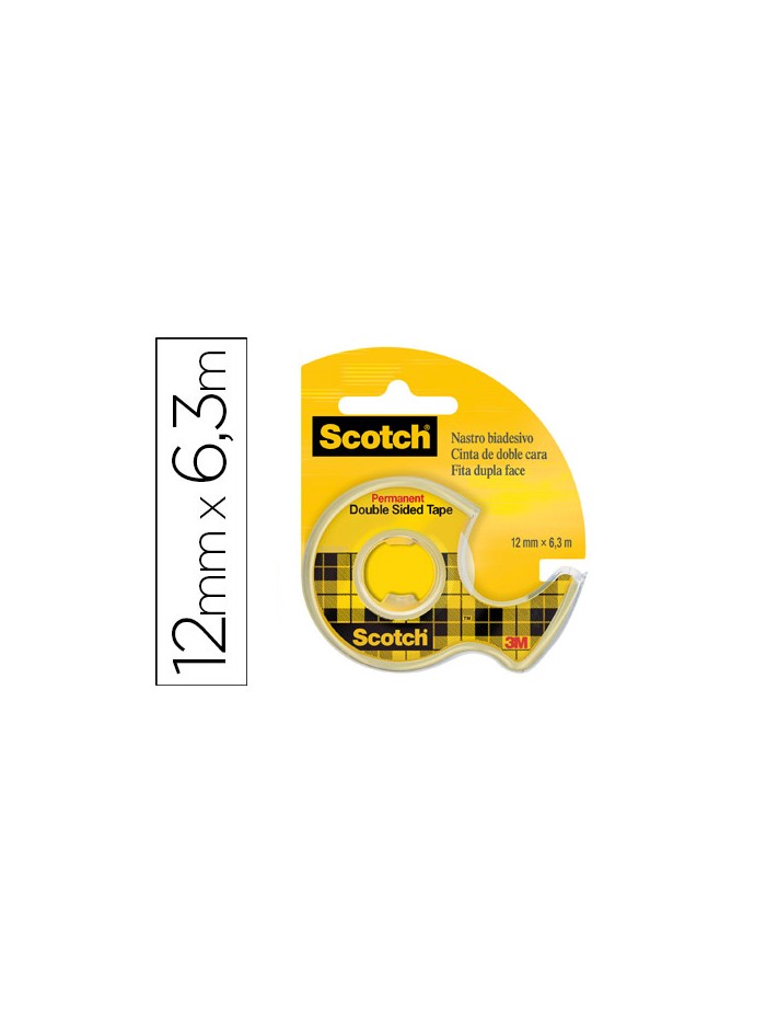 Cinta adhesiva scotch 136-d dos caras 6,3 mt x 12 mm en portarrollo Cinta adhesiva scotch 136-d dos caras 6,3 mt x 12 mm en portarrollo