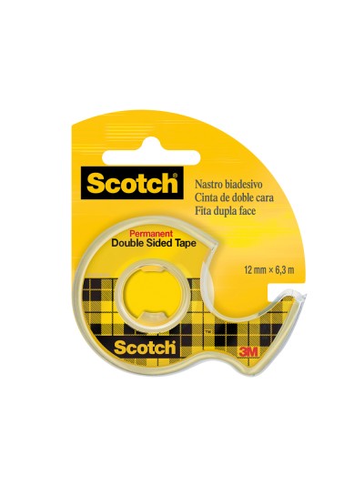 Cinta adhesiva scotch 136-d dos caras 6,3 mt x 12 mm en portarrollo