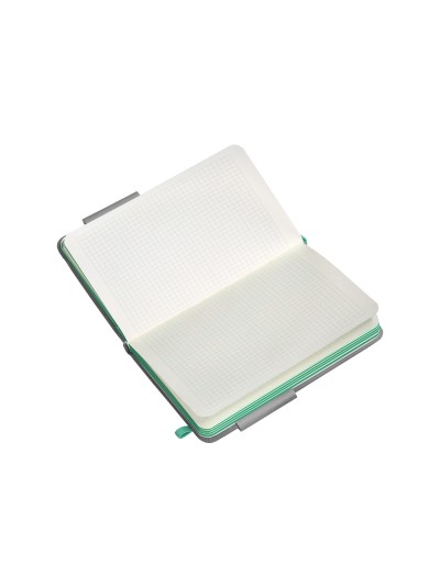 Cuaderno con gomilla antartik notes tapa dura a6 hojas cuadricula gris y turquesa 100 hojas 80 gr fsc