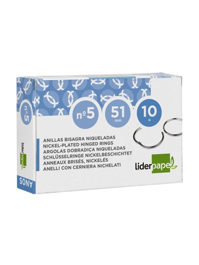 Anilla bisagra liderpapel niquelada n.5 diametro 51 mm caja de 10 unidades