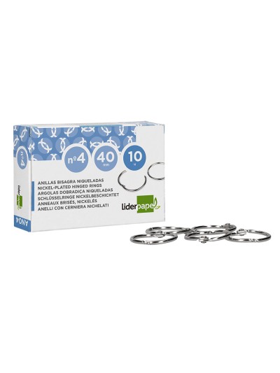 Anilla bisagra liderpapel niquelada n.4 diametro 40 mm caja de 10 unidades