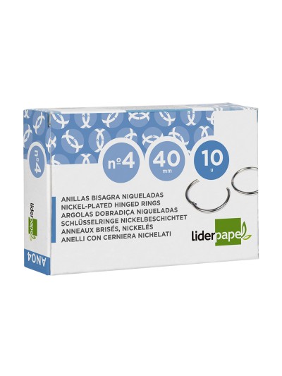 Anilla bisagra liderpapel niquelada n.4 diametro 40 mm caja de 10 unidades