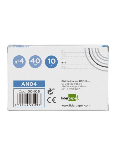 Anilla bisagra liderpapel niquelada n.4 diametro 40 mm caja de 10 unidades