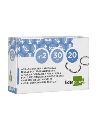 Anilla bisagra liderpapel niquelada n.2 diametro 30 mm caja de 20 unidades