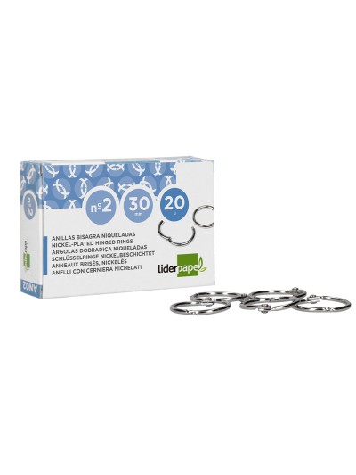 Anilla bisagra liderpapel niquelada n.2 diametro 30 mm caja de 20 unidades