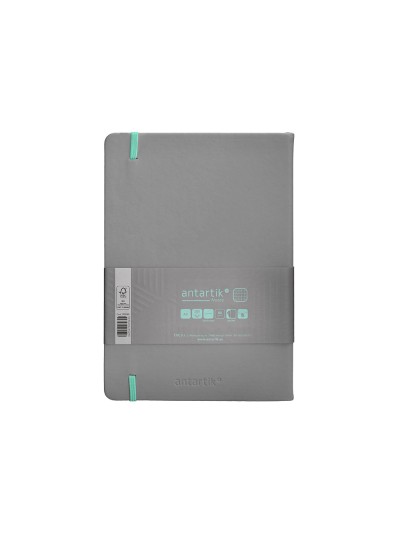 Cuaderno con gomilla antartik notes tapa dura a5 hojas cuadricula gris y turquesa 100 hojas 80 gr fsc