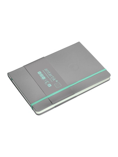 Cuaderno con gomilla antartik notes tapa dura a5 hojas rayas gris y turquesa 100 hojas 80 gr fsc