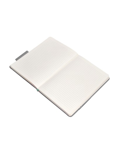 Cuaderno con gomilla antartik notes tapa dura a5 hojas rayas gris y turquesa 100 hojas 80 gr fsc