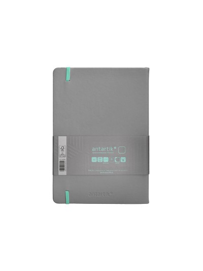 Cuaderno con gomilla antartik notes tapa dura a5 hojas puntos gris y turquesa 100 hojas 80 gr fsc