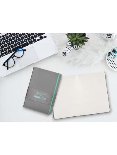 Cuaderno con gomilla antartik notes tapa dura a5 hojas puntos gris y turquesa 100 hojas 80 gr fsc