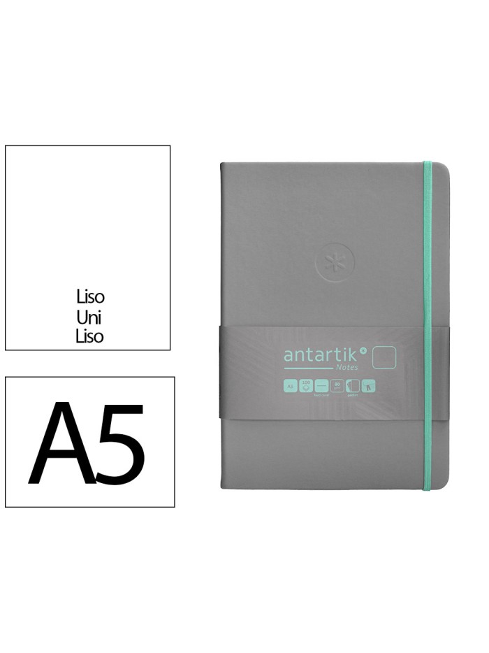 Cuaderno con gomilla antartik notes tapa dura a5 hojas lisas gris y turquesa 100 hojas 80 gr fsc Cuaderno con gomilla antartik notes tapa dura a5 hojas lisas gris y turquesa 100 hojas 80 gr fsc