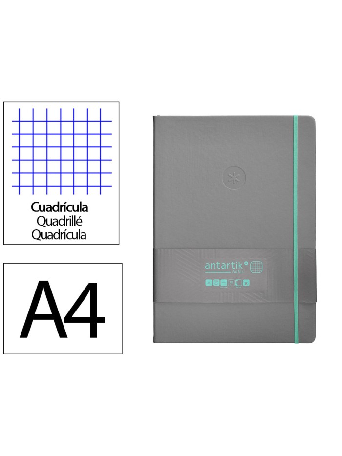 Cuaderno con gomilla antartik notes tapa dura a4 hojas cuadricula gris y turquesa 100 hojas 80 gr fsc Cuaderno con gomilla antartik notes tapa dura a4 hojas cuadricula gris y turquesa 100 hojas 80 gr fsc