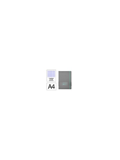 Cuaderno con gomilla antartik notes tapa dura a4 hojas cuadricula gris y turquesa 100 hojas 80 gr fsc