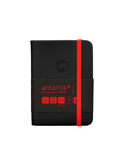 Cuaderno con gomilla antartik notes tapa dura a7 hojas lisas negro y rojo 80 hojas 80 gr fsc