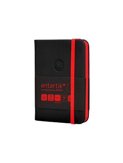 Cuaderno con gomilla antartik notes tapa dura a7 hojas lisas negro y rojo 80 hojas 80 gr fsc