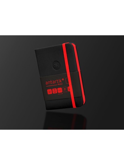 Cuaderno con gomilla antartik notes tapa dura a7 hojas lisas negro y rojo 80 hojas 80 gr fsc
