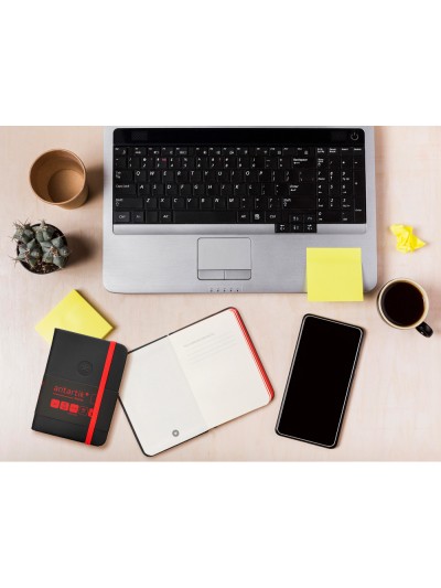 Cuaderno con gomilla antartik notes tapa dura a7 hojas lisas negro y rojo 80 hojas 80 gr fsc