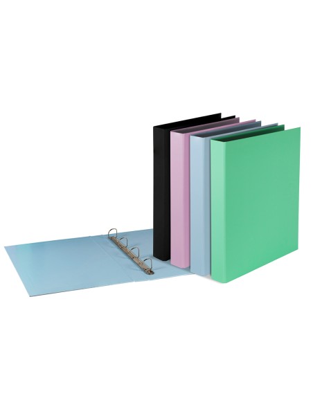 Carpeta con recambio pardo din a4 carton forrado 4 anillas 25 mm pastel minimal expositor de 12 unidades
