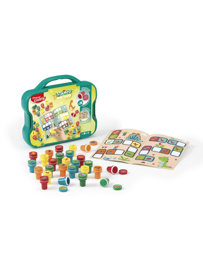 Juego maped creativ textur art sello dinosaurios maletin de 26 unidades Juego maped creativ textur art sello dinosaurios maletin de 26 unidades