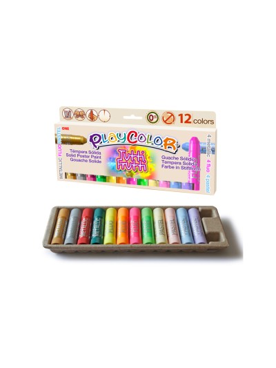Tempera solida playcolor tutti frutti one caja de 12 unidades colores surtidos