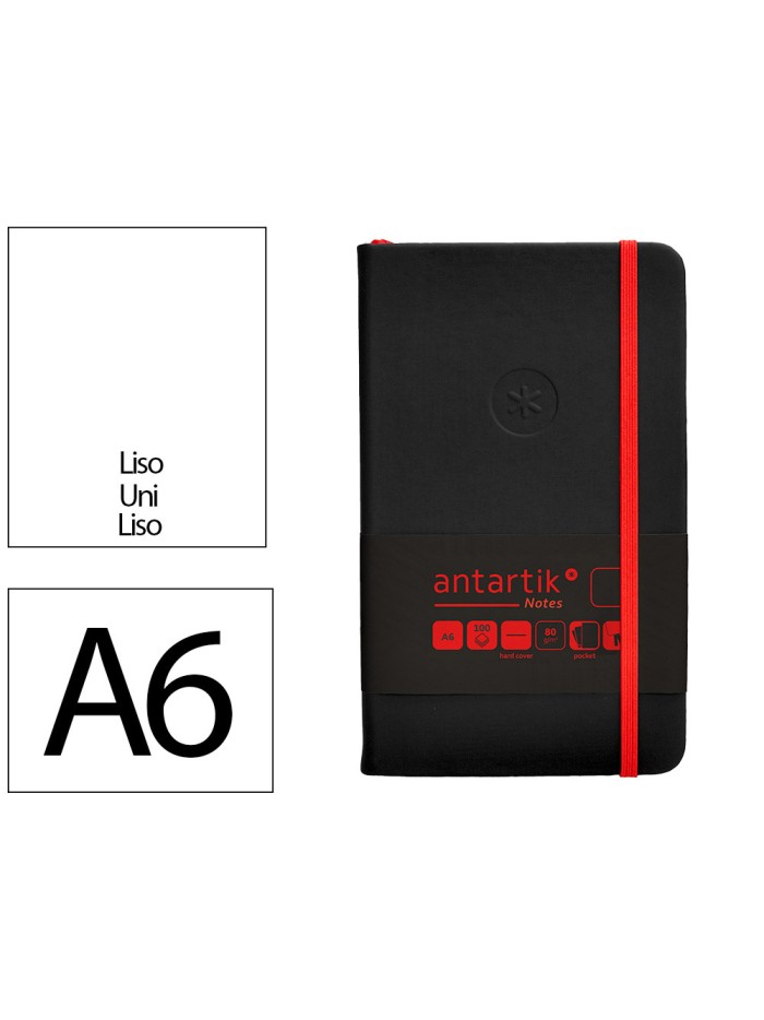Cuaderno con gomilla antartik notes tapa dura a6 hojas lisas negro y rojo 100 hojas 80 gr fsc Cuaderno con gomilla antartik notes tapa dura a6 hojas lisas negro y rojo 100 hojas 80 gr fsc
