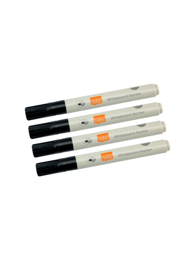 Rotulador nobo para pizarra blanca punta redonda 3 mm ecologico color negro blister de 4 unidades