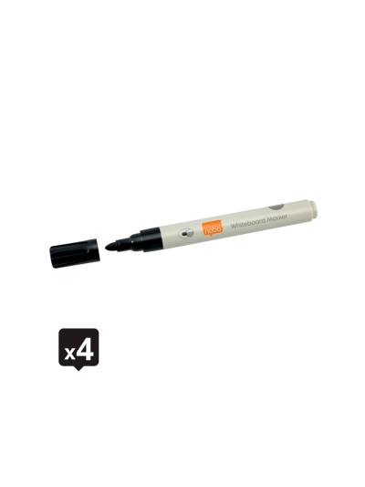 Rotulador nobo para pizarra blanca punta redonda 3 mm ecologico color negro blister de 4 unidades