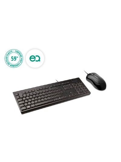 Set teclado y raton kensington km100 eq ecologico con cable color negro