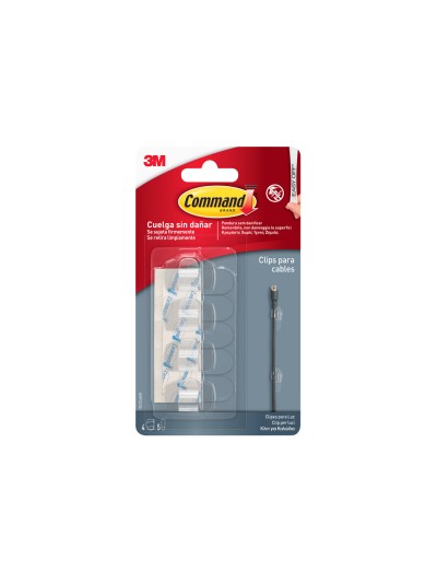 Sujetacables 3m command para cables redondos blister de 4 clips + 5 tiras