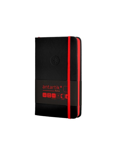 Cuaderno con gomilla antartik notes tapa dura a6 hojas lisas negro y rojo 100 hojas 80 gr fsc