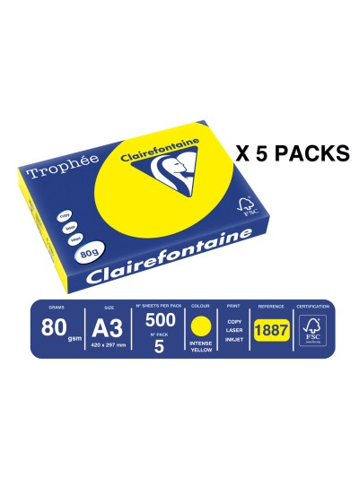 Papel color trophee a3 80gr sol intenso paquete de 500 hojas