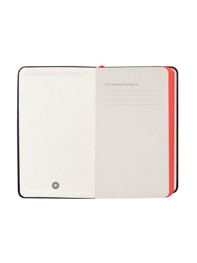 Cuaderno con gomilla antartik notes tapa dura a6 hojas lisas negro y rojo 100 hojas 80 gr fsc
