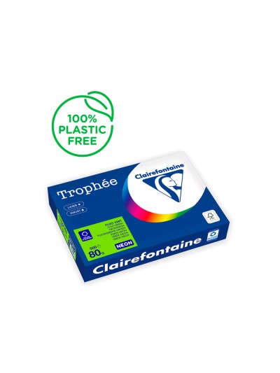 Papel color trophee a4 80gr verde neon paquete de 500 hojas